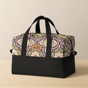 Luxury Handmade Insulated Lunch Bag – Elegant Fabric Design with Hot Pink Zipper
